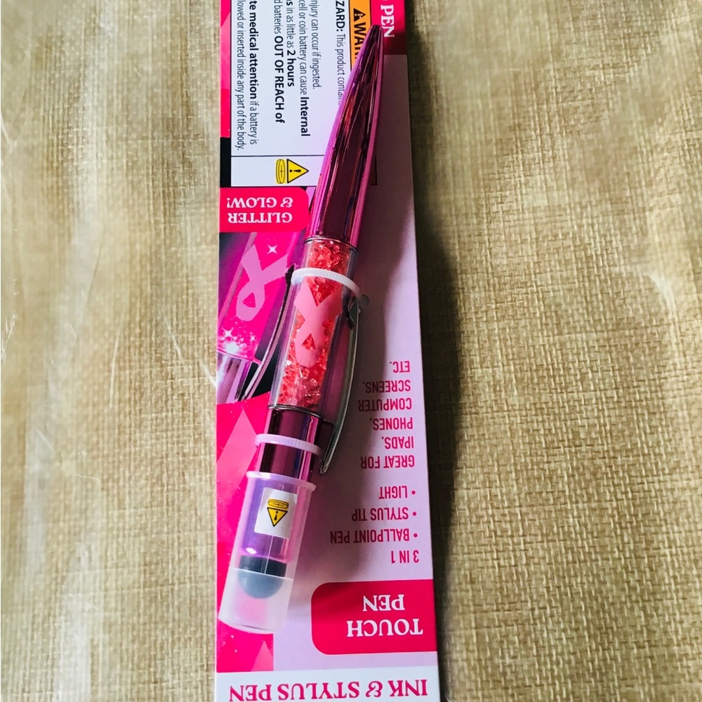 Pink Glitter Breast Cancer Awareness Touch Pen - Picture 2 of 2